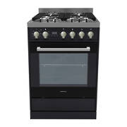 Freestanding Stove, 600mm, Combination, Stainless Steel - Black