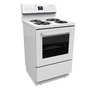 600mm Freestanding Stove, Radiant Coil Cooktop, 4 Function Electric Oven, White (DISCONTINUED)