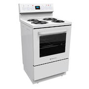 600mm Freestanding Stove, Radiant Coil Cooktop, 8 Function Electric Oven, White