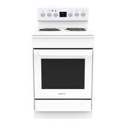 600mm Freestanding Stove, Radiant Coil Cooktop, 8 Function Electric Oven, White