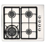 600mm Gas Hob, 3 Burner + Wok, Stainless Steel