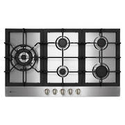 900mm Gas Hob, 4 Burner + Wok, Stainless Steel