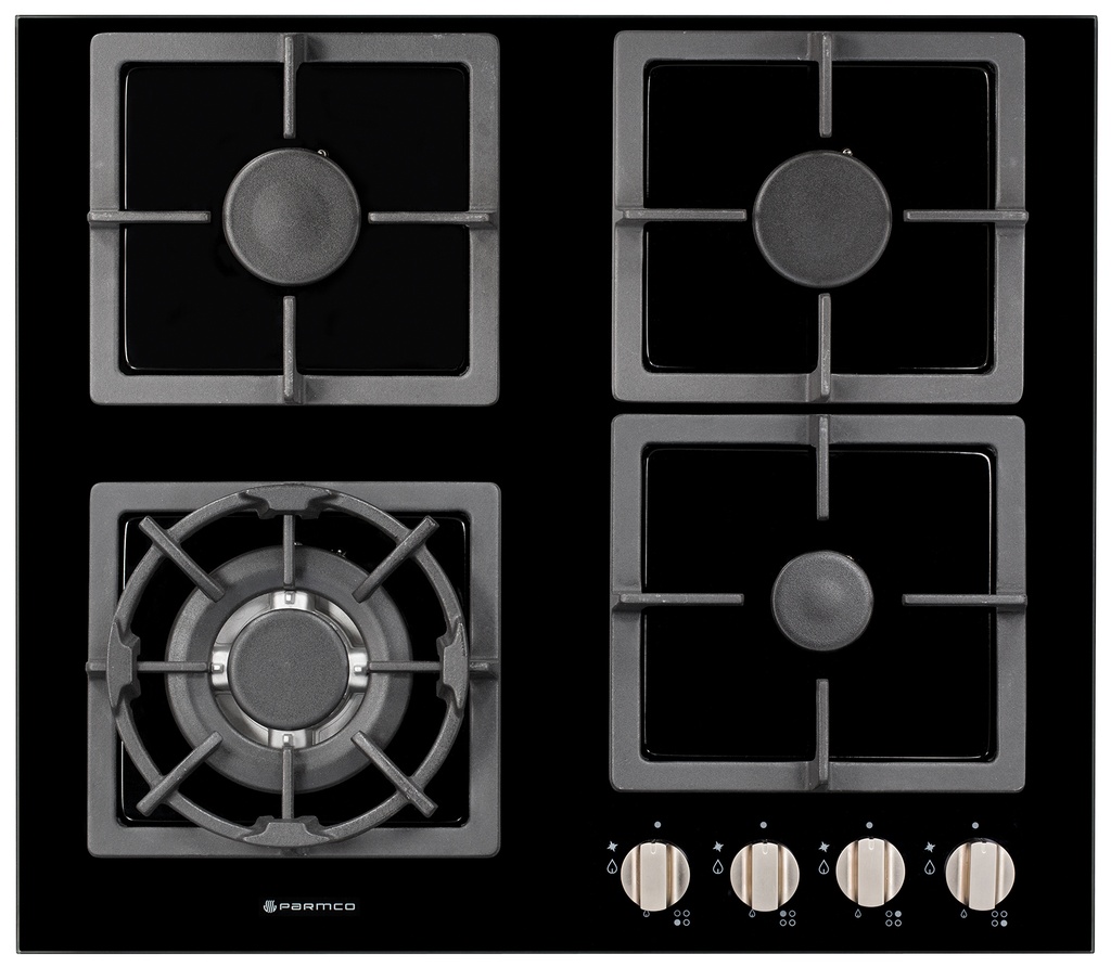 GAS COOKTOP 600MM GLASS 3BURNER+WOK