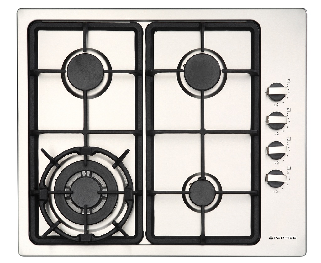 GAS COOKTOP 600MM STAINLESS 3BURNER+WOK