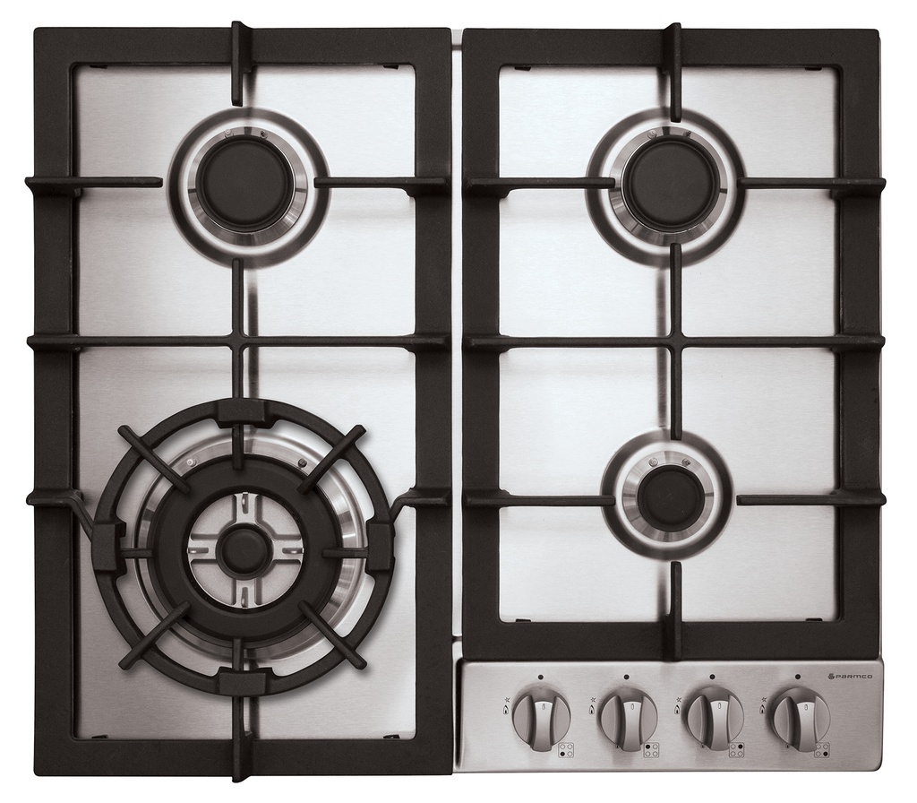 GAS COOKTOP 600MM STAINLESS 3BURNER+WOK