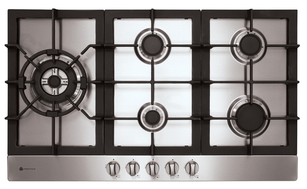 GAS COOKTOP 900MM STAINLESS 4BURNER+WOK
